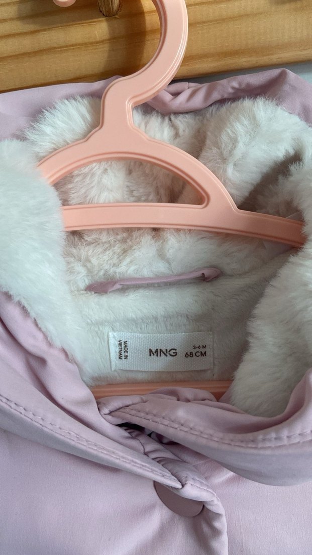 Mango Kız Çocuk Pembe Kapüşonlu Düğmeli Mont - Görsel 5