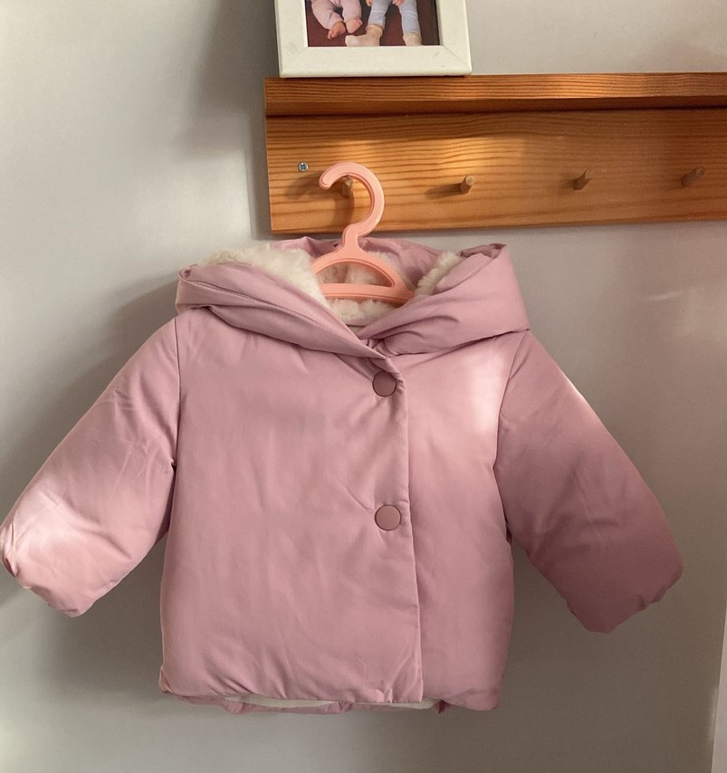 Mango Kız Çocuk Pembe Kapüşonlu Düğmeli Mont - Görsel 4