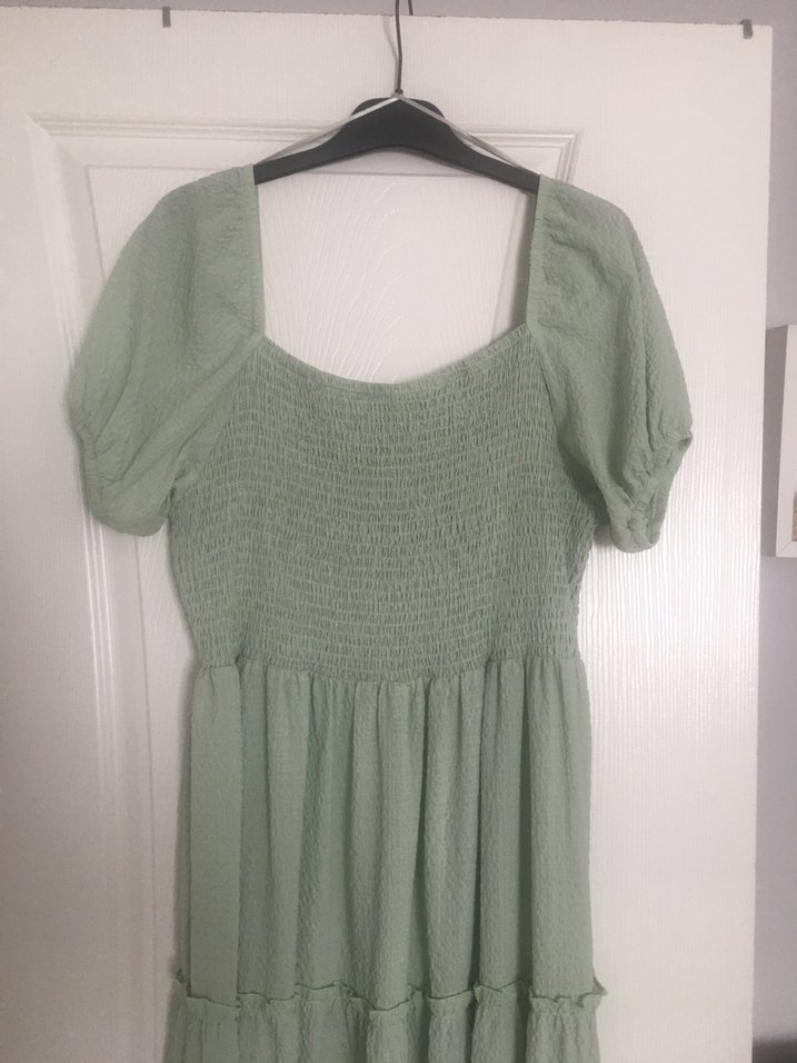 Yeşil Bohem Uzun Keten Elbise - Görsel 2