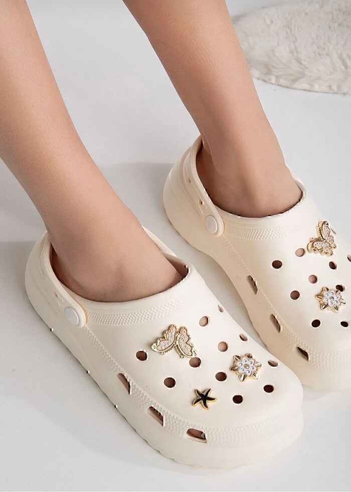 Krem crocs terlik - Görsel 2
