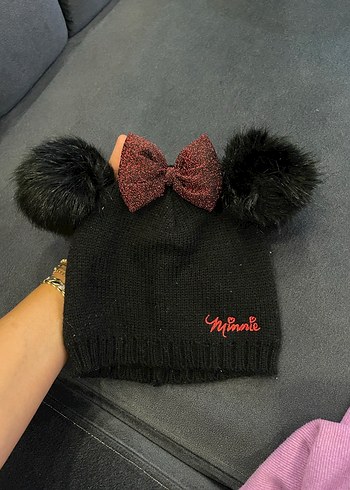 LC Waikiki Kız Çocuk Siyah Triko Bere Minnie