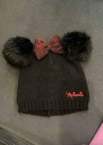 Kız Çocuk Siyah Triko Bere Minnie