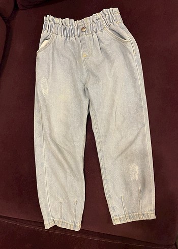 Düğmeli Bej Kadın Denim Pantolon