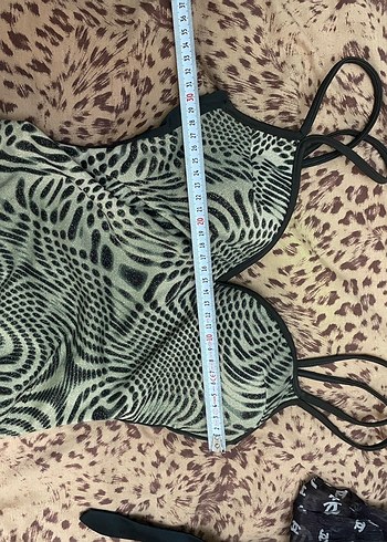 Zebra Desenli Siyah Strappy Mayo - Görsel 6