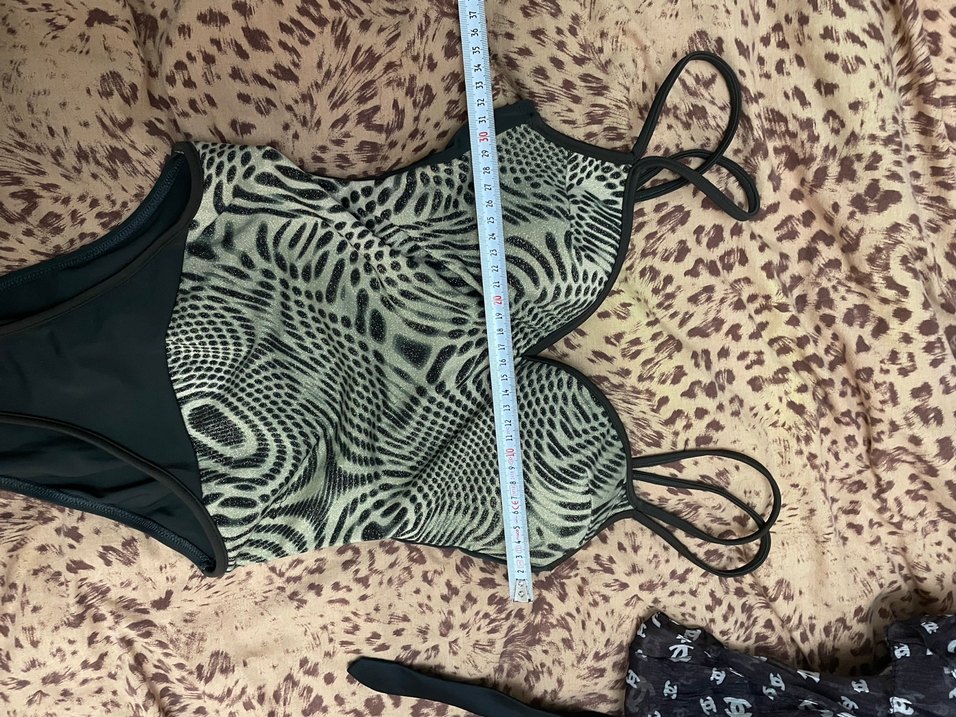 Zebra Desenli Siyah Strappy Mayo - Görsel 5