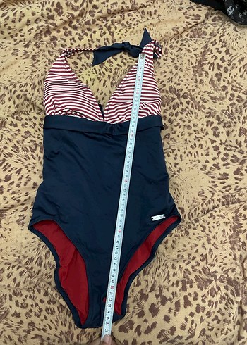 Çizgili ve Lacivert Bağlamalı Kadın Mayo - Görsel 5