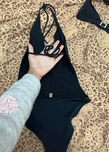 Siyah İnce Askılı Mini Kadın Mayo - Görsel 4