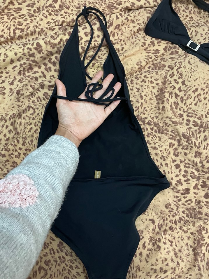 Siyah İnce Askılı Mini Kadın Mayo - Görsel 4