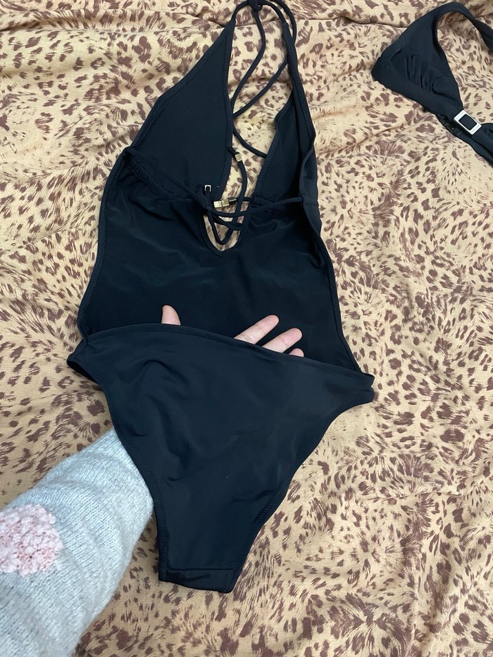 Siyah İnce Askılı Mini Kadın Mayo - Görsel 5