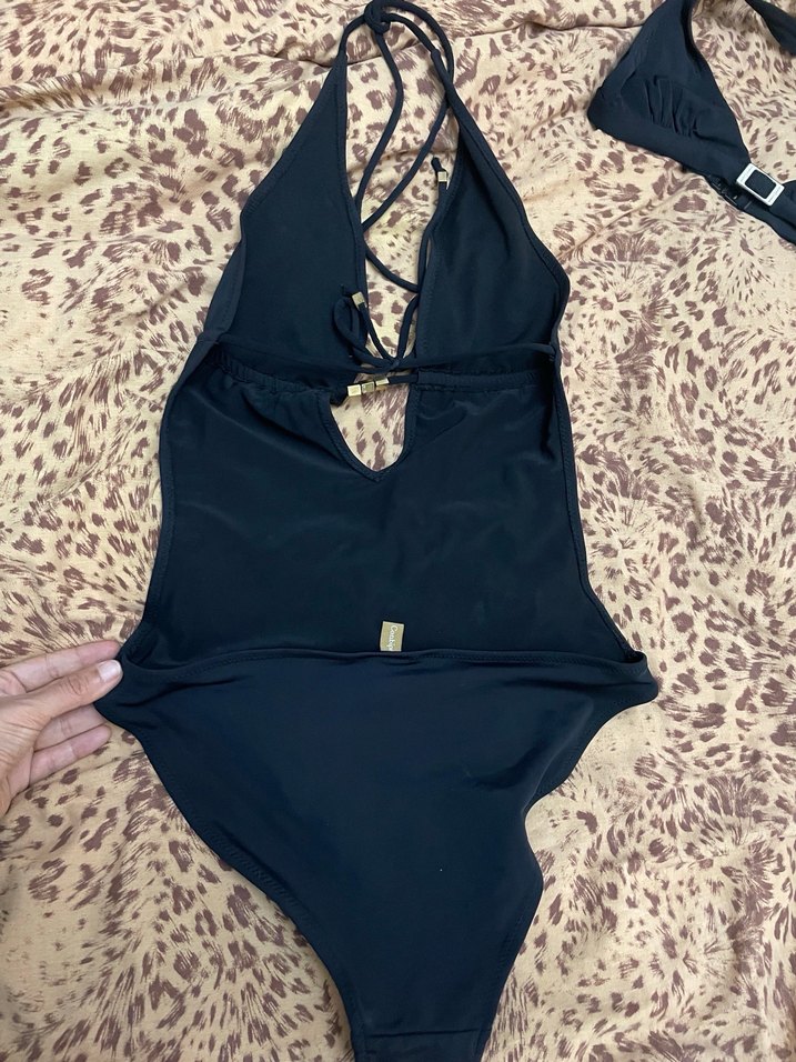 Siyah İnce Askılı Mini Kadın Mayo - Görsel 3