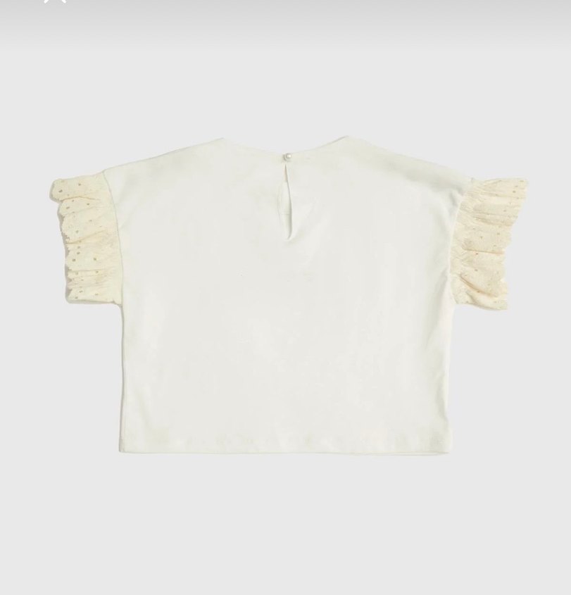 Kızlar için Dantelli Nakışlı tişort - Görsel 3