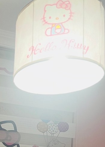 Pembe Hello Kitty Baskılı Stor Perde+ avize - Görsel 5