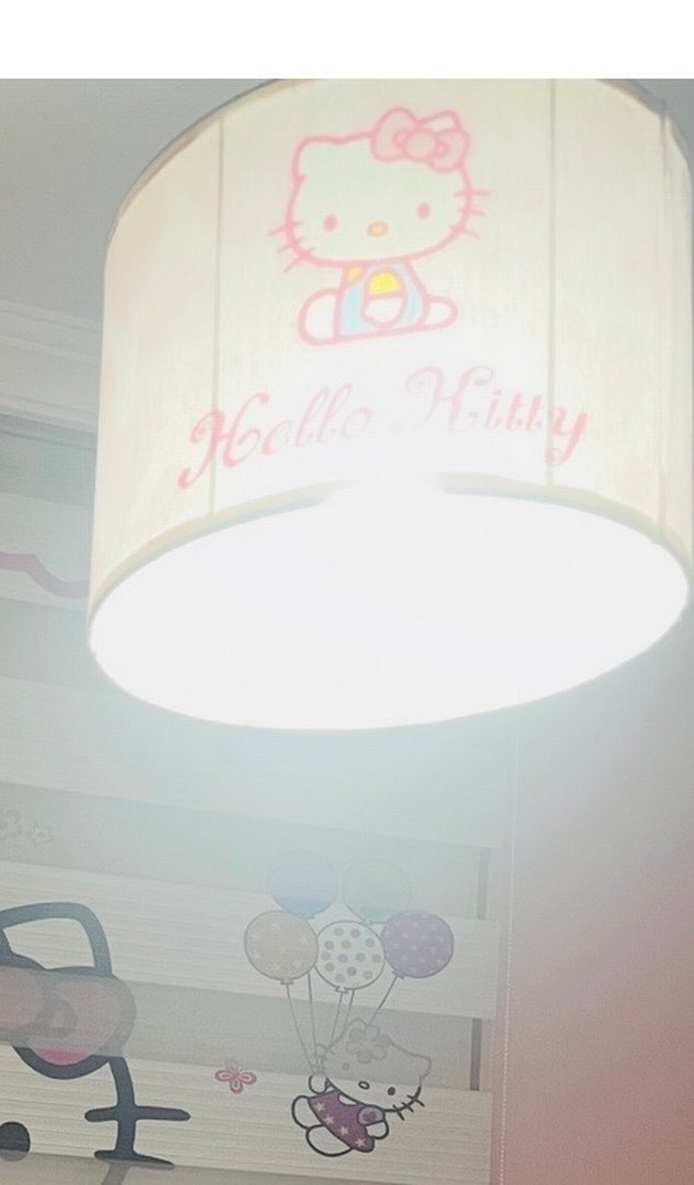 Pembe Hello Kitty Baskılı Stor Perde+ avize - Görsel 5