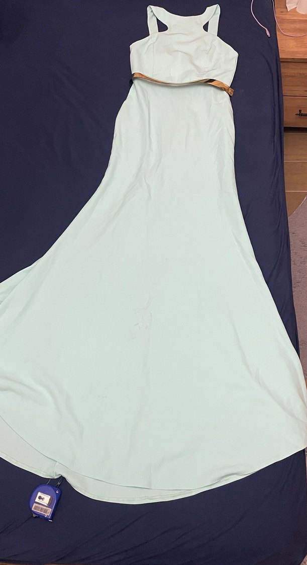 Mint yeşil Drapeli Uzun Straplez Kadın Abiye - Görsel 2