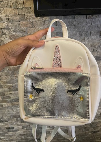 Deri kiz çocuk Sırt Çantası Unicorn Desenli
