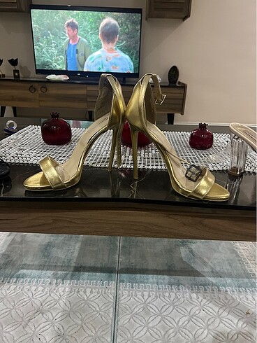 39 Beden altın Renk Gold renk ince topuk ayakkabı