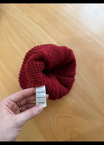 Bordo Örgü Kadın Bere - Görsel 2