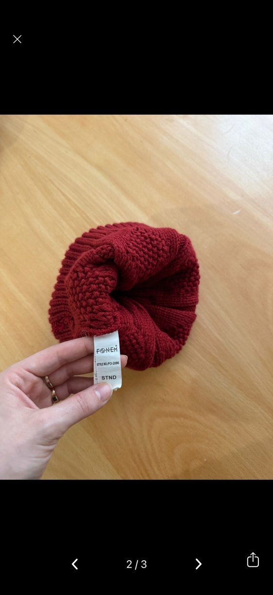 Bordo Örgü Kadın Bere - Görsel 2