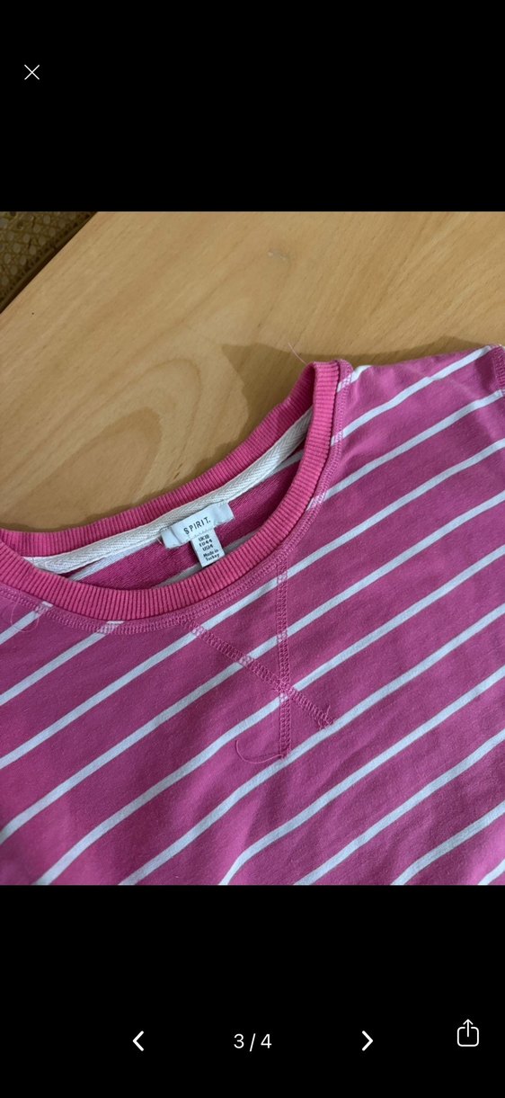 Kız Çocuk Pembe Çizgili Kısa Kollu Tişört - Görsel 3