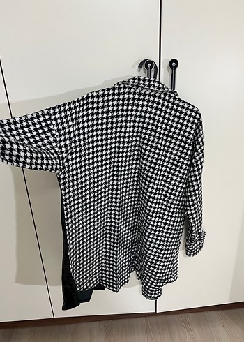 Düğmeli Siyah Beyaz Kareli Kadın Gömlek - Görsel 6