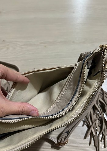 Derimod Bej-Gri Süet Püsküllü Kadın Çanta - Görsel 7