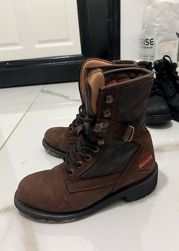 Kahverengi Harley Deri Tokalı Biker Bot - Görsel 4