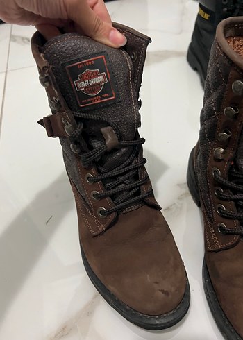 Kahverengi Harley Deri Tokalı Biker Bot - Görsel 5