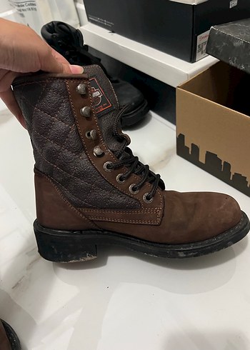 Kahverengi Harley Deri Tokalı Biker Bot - Görsel 7