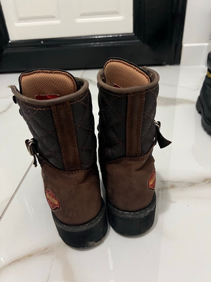 Kahverengi Harley Deri Tokalı Biker Bot - Görsel 3