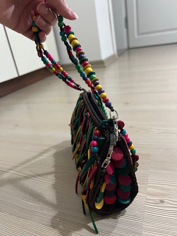 Boncuk Detaylı Renkli Kadın Çanta - Görsel 4