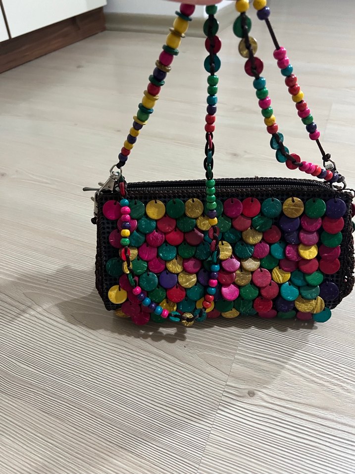 Boncuk Detaylı Renkli Kadın Çanta - Görsel 2