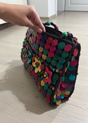 Renkli Boncuk Detaylı Kadın Çanta - Görsel 5