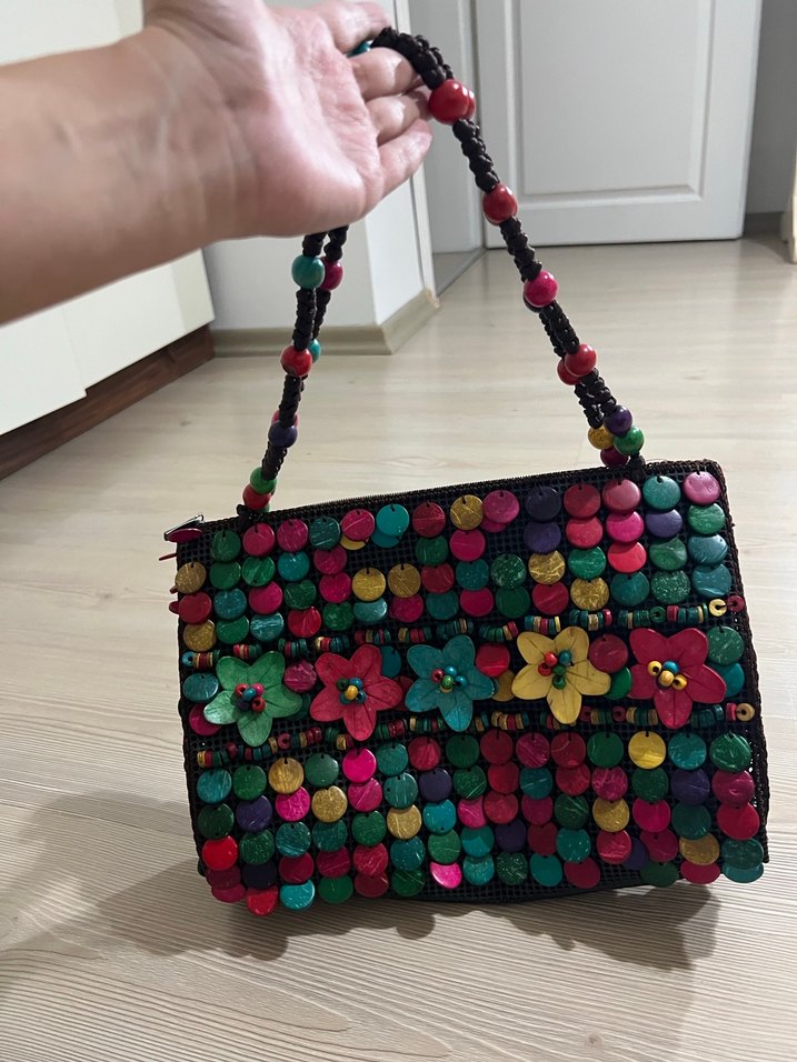 Renkli Boncuk Detaylı Kadın Çanta - Görsel 3