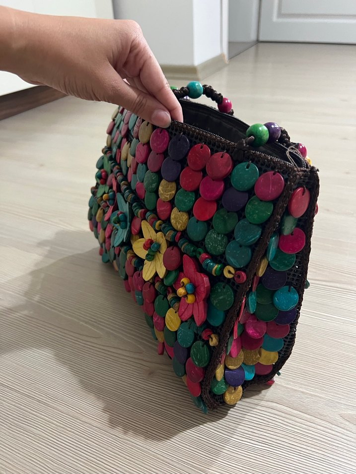 Renkli Boncuk Detaylı Kadın Çanta - Görsel 5