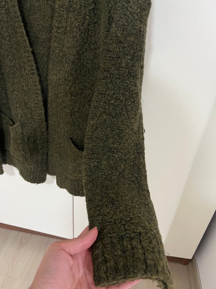 Haki Yeşil Kadın Yün Hırka - Görsel 5