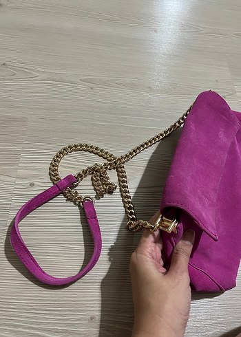 Mango, Pembe Süet Fermuarlı Kadın Portföy Çanta - Görsel 2