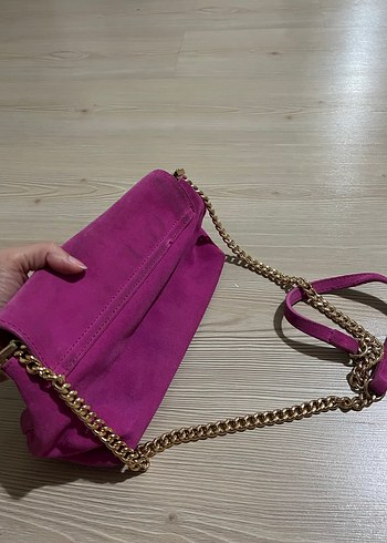 Mango, Pembe Süet Fermuarlı Kadın Portföy Çanta - Görsel 4