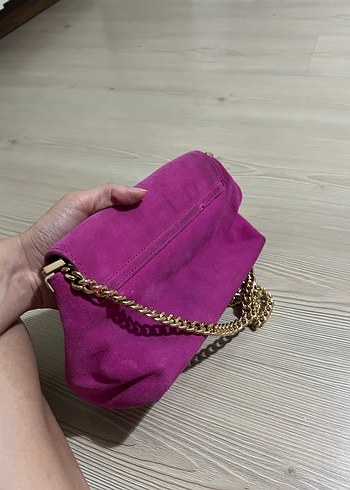 Mango, Pembe Süet Fermuarlı Kadın Portföy Çanta - Görsel 3