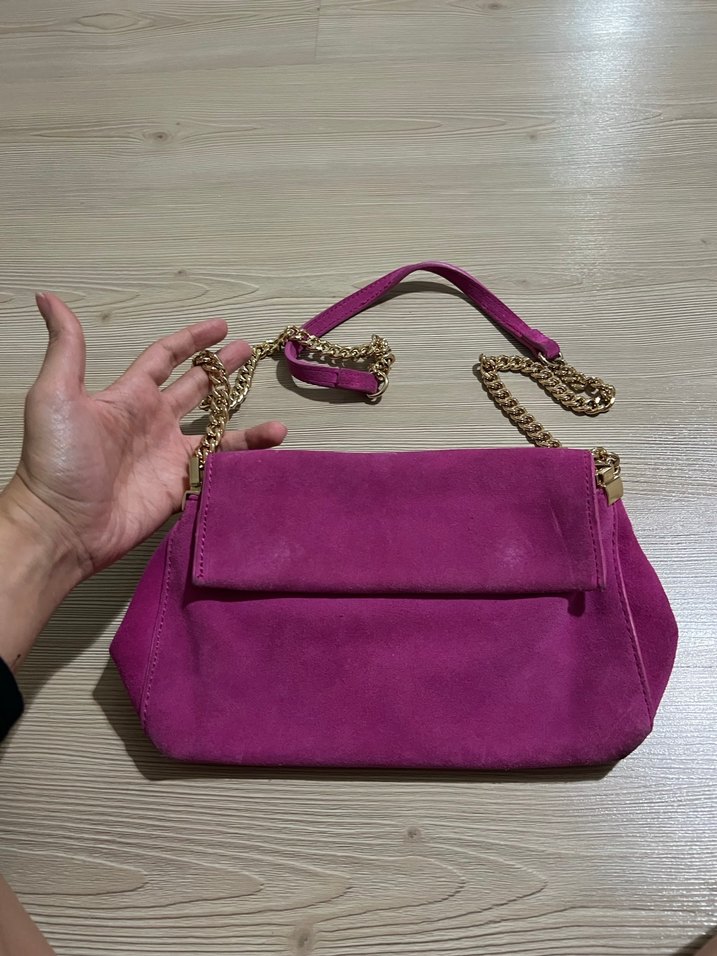 Mango, Pembe Süet Fermuarlı Kadın Portföy Çanta - Görsel 5