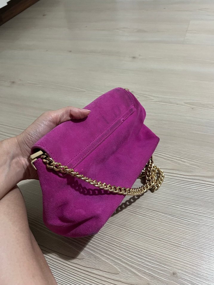 Mango, Pembe Süet Fermuarlı Kadın Portföy Çanta - Görsel 3