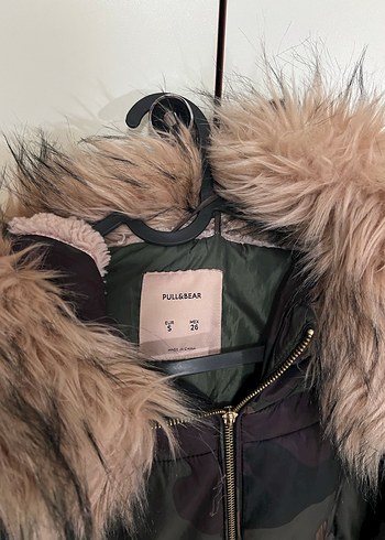 Kürk Detaylı Kamuflaj Kadın Kışlık Şişme Mont - Görsel 6