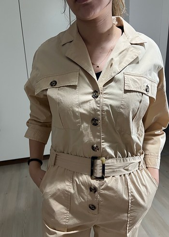 Mavi Marka Bej Kemerli Kadın Tulum - Görsel 3