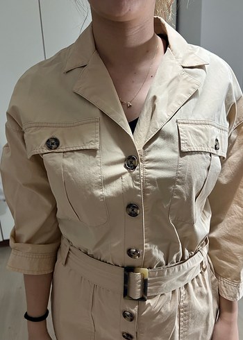 Mavi Marka Bej Kemerli Kadın Tulum - Görsel 2