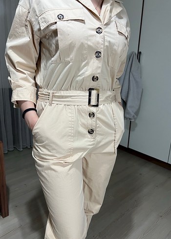 Mavi Marka Bej Kemerli Kadın Tulum - Görsel 4