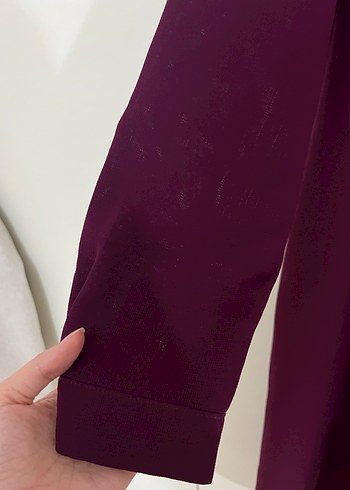 Düğmeli Vişne Çürüğü renginde Uzun Kadın Tunik - Görsel 6