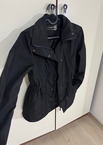 Düğmeli Siyah Kadın Trençkot Ceket - Görsel 7