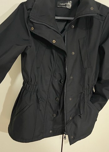 Düğmeli Siyah Kadın Trençkot Ceket - Görsel 6