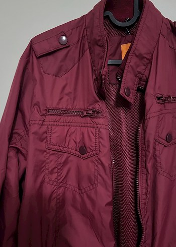 Bordo Fermuarlı Erkek Yağmurluk-Ceket - Görsel 2