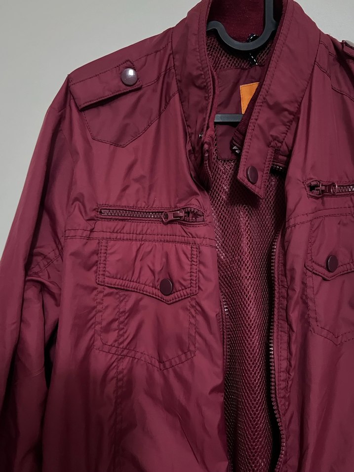 Bordo Fermuarlı Erkek Yağmurluk-Ceket - Görsel 2
