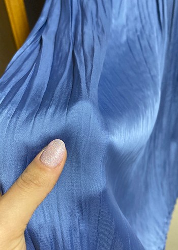 Mavi Pilili Uzun Kadın Etek - Görsel 3